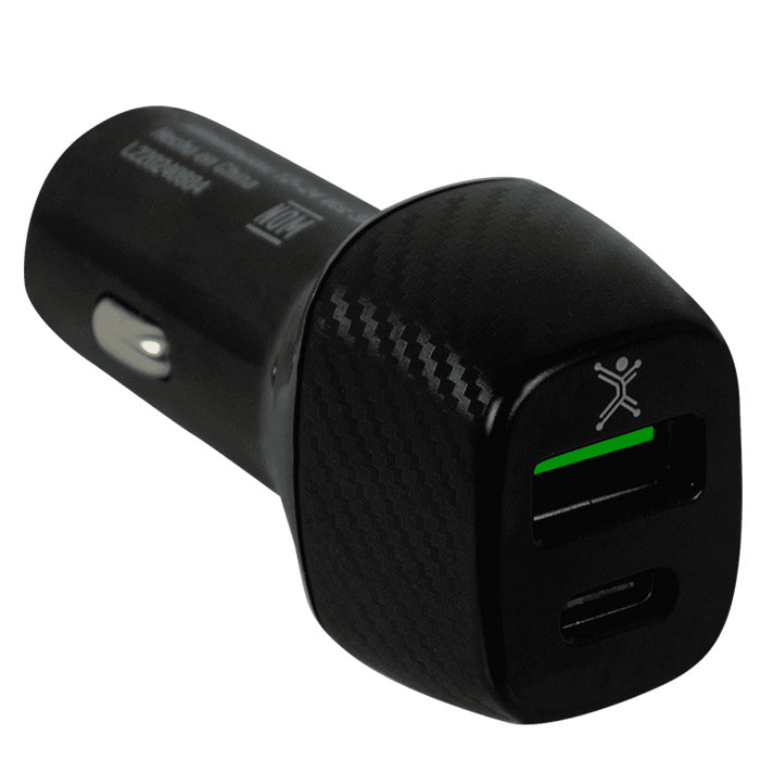 ADAPTADOR DE CORRIENTE PARA AUTO USB Y TIPO C PERFECT CHOICE NEGRO