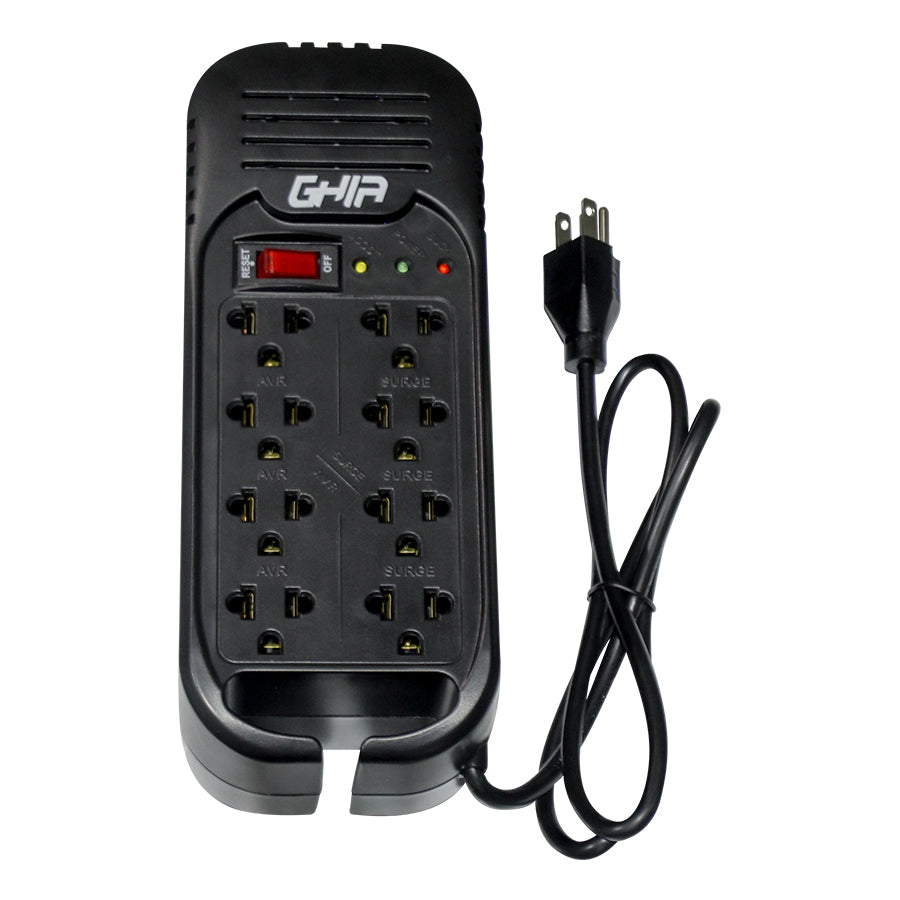 REGULADOR DE VOLTAJE GHIA 2000VA / 800W 8 CONTACTOS.
